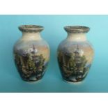 A pair of vases: Chinese Scenes with Junks (440) both restored (2) (pot lid, potlid, prattware)