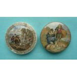 The Old Water Mill (318) and Lady Boy and Goats (316) (2) (pot lid, potlid, prattware)