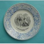 1858 Visit to Cherbourg by Victoria: a French pottery plate printed in black with an inscribed and