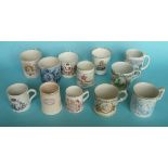 1897 Jubilee: twelve various mugs (12) (commemorative, commemorate, royal)