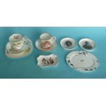Princesses Elizabeth and Margaret: A cup and saucer, a trio and an oval plate all by Paragon, a