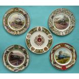 A Spode for Mulberry Hall Green Howards regimental plate and four Coalport Railway plates, each