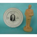 A rare side plate printed in black with a named portrait of Ramsay McDonald inscribed as Labour’s