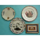World War I: a pottery plate by Till & Sons depicting Kitchener, another inscribed with verse and