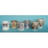 1863 Wedding: six various mugs (6) (commemorative, commemorate, royal)