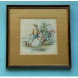 The Fair Sportswoman (309) framed * Ex Warshawsky collection, lot 252 (pot lid, potlid, prattware,