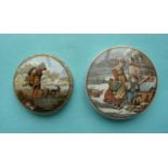 The Faithful Shepherd (309) domed lid with base and Dutch Winter Scene (308) (3) (pot lid, potlid,