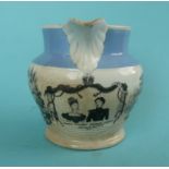 1840 Wedding: an unusual jug by T.G. & Co of Longton printed in black with named and dated half-