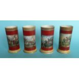 Four various brick red ground spill vases, each restored (4) (pot lid, potlid, prattware)