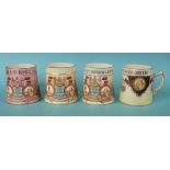 1902 Coronation: four tapering mugs by William Lowe (4) (commemorative, commemorate, royal)