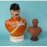 General Sir Hector MacDonald: a Staffordshire pottery jug in the form of a portrait bust, 245mm,