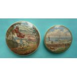 Belle Vue Tavern with Carriage (28) and The Harbour, Margate (40) (2) (pot lid, potlid, prattware)
