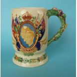 A good Crown Devon George VI coronation musical mug to play The National Anthem, 158mm, working