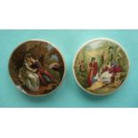 The Lovers (119) and An Eastern Repast (98) restored (2) (pot lid, potlid, prattware)