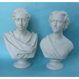1863 Prince of Wales and Princess Alexandra: a particularly good pair of Copeland portrait busts for