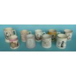 1887 Jubilee: nine various tapering mugs (9) (commemorative, commemorate, royal)