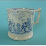 1841 Christening: a cylindrical mug printed in blue, 105mm (commemorative, commemorate, royal)