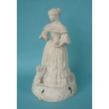Queen Victoria: a good white bisque porcelain figure probably by Minton depicted in a long dress