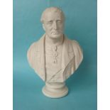 1851 Wellington: a good white parian portrait bust after H. Weigall for Coalbrookdale the reverse