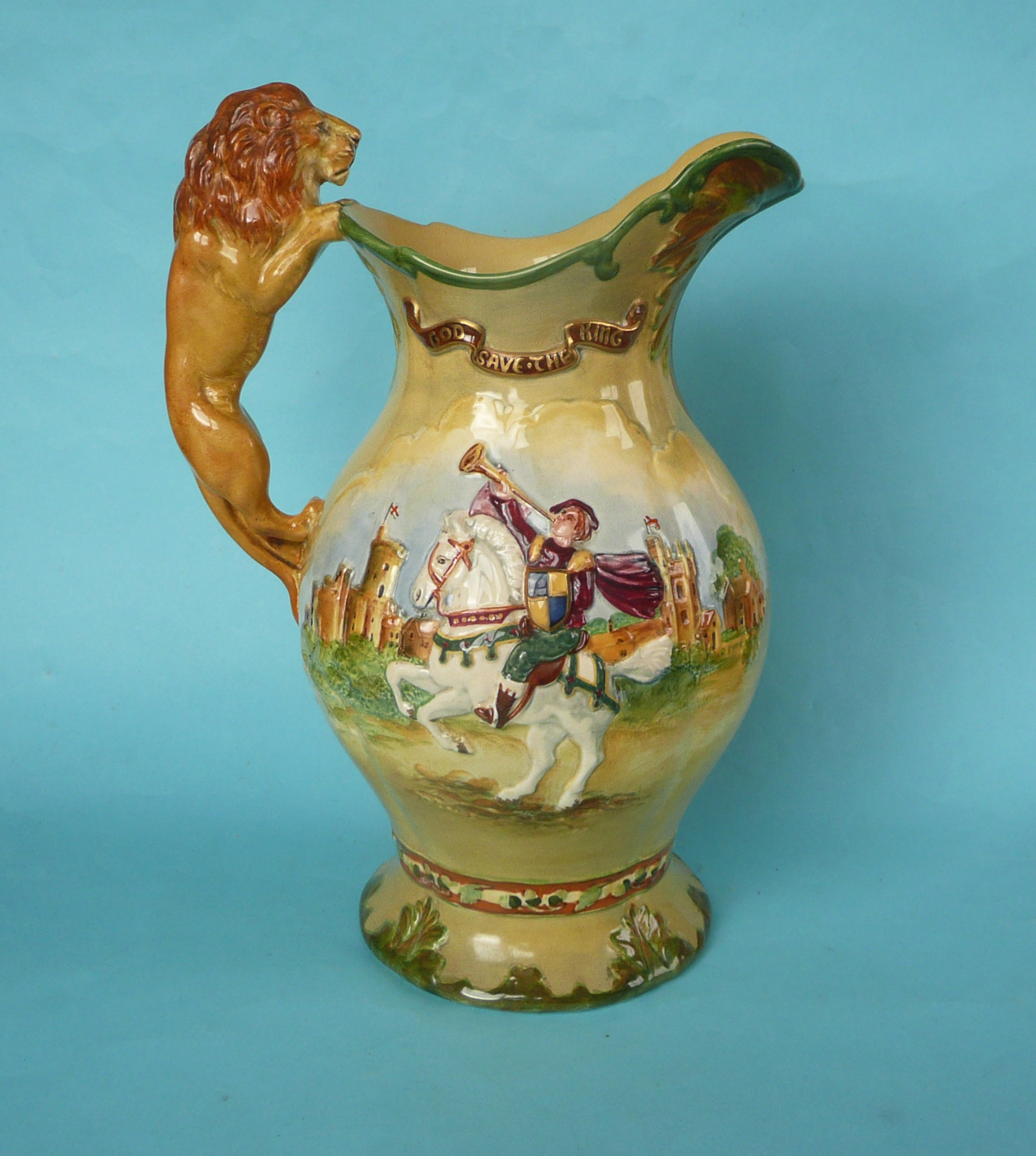 A good George VI coronation musical moulded jug impressively decorated in colours and gilt to play - Image 2 of 2
