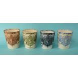 1897 Jubilee: four Doulton Lambeth pottery beakers each printed with a young head in profile (4) (