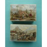 Milking the Cow (391) and Tyrolese Village Scene (397) both with bases (4) (pot lid, potlid,