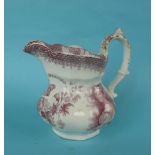 1838 Victoria: a rare lobed pottery jug printed in pink with portraits after Collen centred by