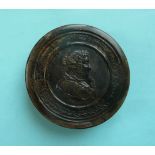 1820 Caroline: a circular pressed horn box and cover (2) (commemorative, commemorate, royal)