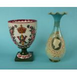 Victoria’s Jubilees: a Wemyss goblet on square base for 1897 jubilee, 136mm and a Doulton Lambert