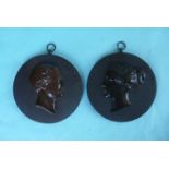 Victoria and Albert: a pair of bois durci plaques each moulded with a named portrait, circa 1855,
