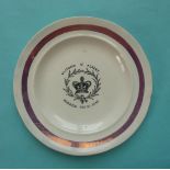 1840 Wedding: a purple lustre banded nursery plate printed in black (commemorative, commemorate,