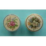 Floral (131/18) and (131/23) both with bases (4) (pot lid, potlid, prattware)