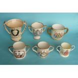 1937 Coronation: six various loving cups (6) (commemorative, commemorate, royal)