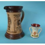 Boer War: a Doulton Lambeth brown stoneware jug printed with named portraits of Lambton and Scott,