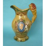 A good Edward VIII coronation musical moulded jug impressively decorated in colours and gilt,