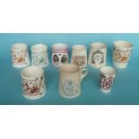 1893 Wedding: seven various tapering mugs and two beakers (9) (commemorative, commemorate, royal)