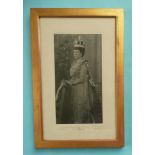 1902 Queen Alexandra: a photograph by W. & D. Downey depicted in coronation robes, the mount ink