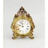 Wecker, Anfang 20.Jh., Messinggehäuse mit schadhafter Vergoldung mit Rocaillen verziert,Uhrwerk