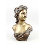 Jef Lambeaux (1852-1908), belgischer Bildhauer, große Mädchenbüste, Bronze, partiellpatiniert,