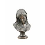 Anonymer Bildhauer um 1900, Marienbüste, braun patinierte Bronze auf gekehltem Stand,unsign., H.