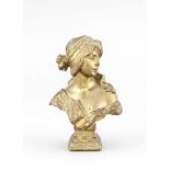 Emmanuel Villanis (1858-1914), "Cendrillon", kleine Mädchenbüste, vergoldete Bronze,seitlich auf der