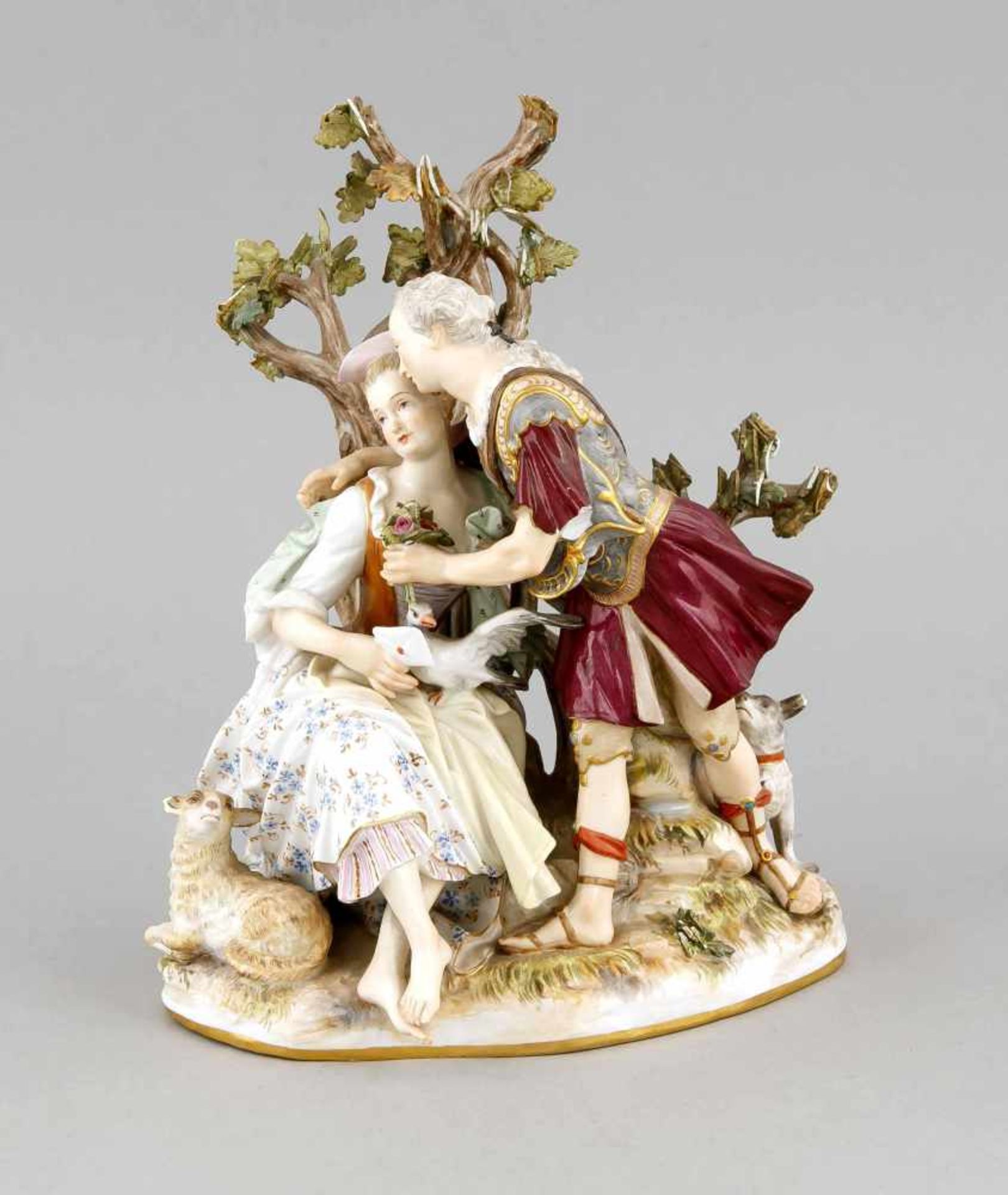 Schäfergruppe, Meissen, Marke 1850-1924, 1. W., Entwurf Johann Joachim Kaendler im Jahr1764-66,