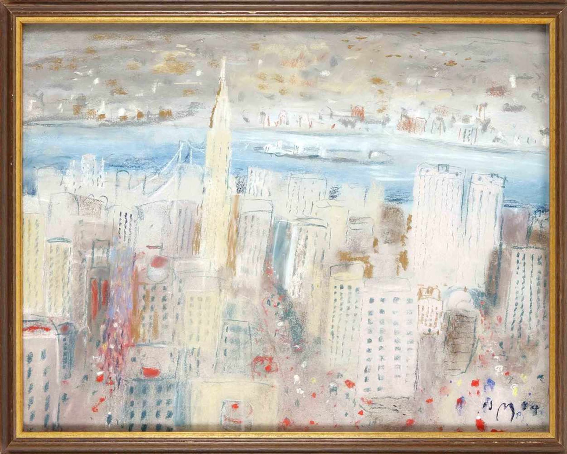 Kurt Mühlenhaupt (1921-2006), Ansicht von New York, Pastell auf Papier, u. re. monogr.,dat. 1985,