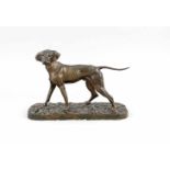 Anonymer Bildhauer um 1900, Vorstehhund, patinierte Bronze auf oblonger Terrainplinthe,unsign., 19,5