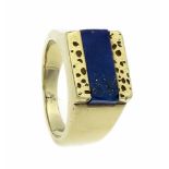 Lapislazuli-Ring GG 585/000 mit einer Lapislazuli-Platte 15 x 5 mm, RG 62, 15,3 gLapis lazuli ring