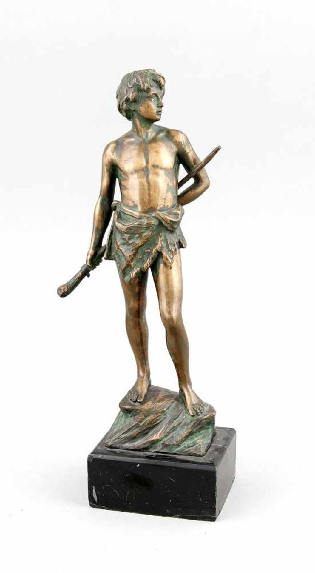 Jeremias Christensen (1859-1908), Berliner Bildhauer, 'Knabe vom Berge', Bronze mitbrauner Patina,