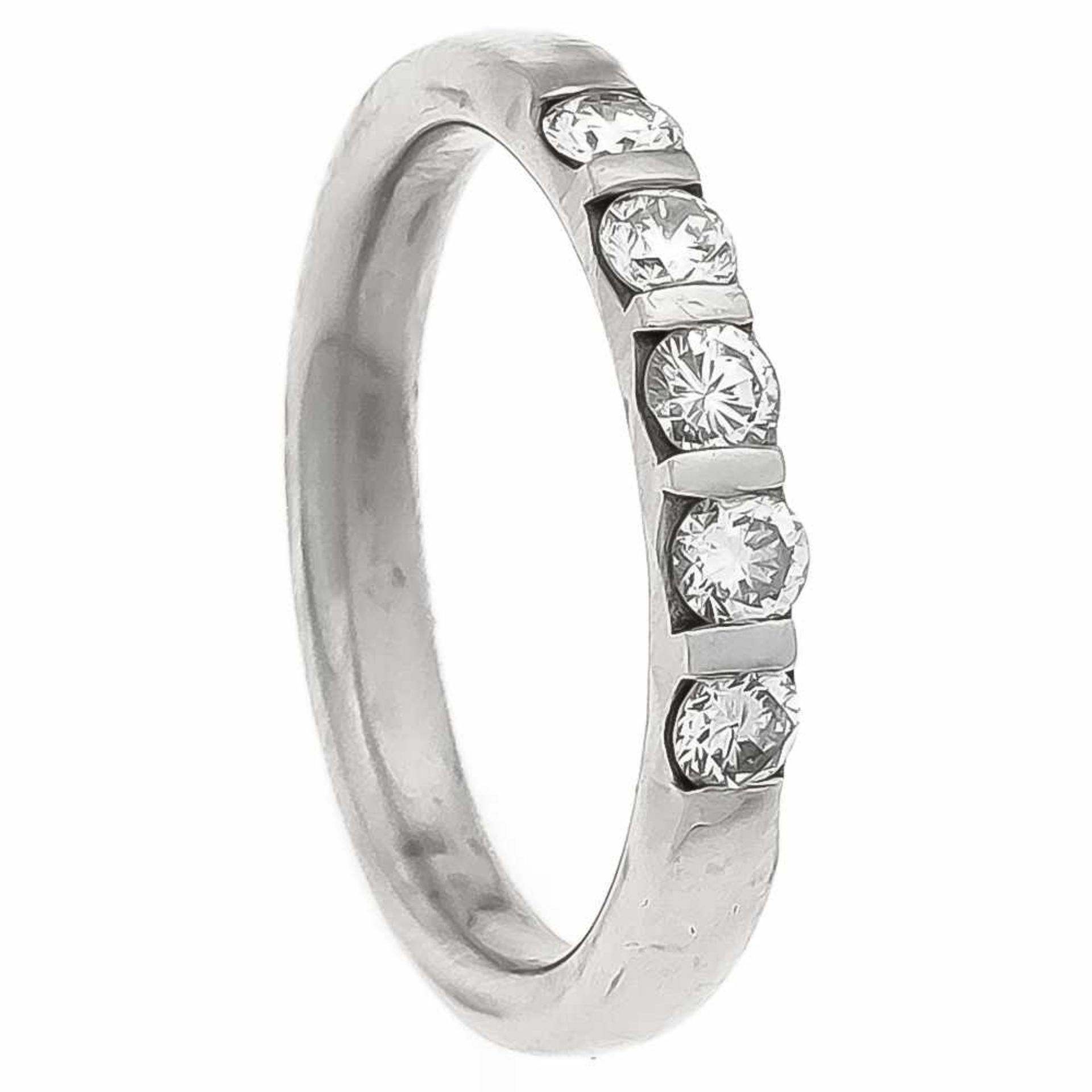 Brillant-Ring WG 585/000 mit 5 Brillanten, zus. 0,42 ct W/SI, RG 59, 5,0 gBrillant ring WG 585/000
