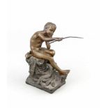 Georg Wolf (1882-1962), Elsässer Maler, Grafiker und Bildhauer, "Fischerjunge", patinierteBronze,