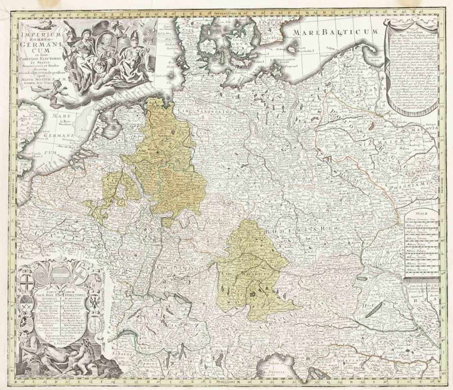 Zwei historische Karten des 18. Jh., Deutschland und Dänemark, "ImperiumRomano-Germanicum..." ( - Bild 2 aus 2