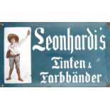 Reklameschild um 1900, Emailleschild "Leonhardi's Tinten und Farbbänder",